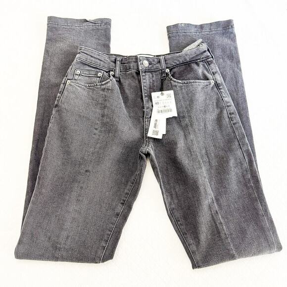 Zara The Olivia Split Hem Straight Leg Denim Jeans Black Size 8 NWT - Picture 4 of 9